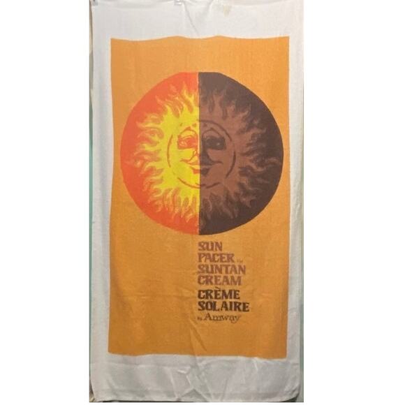 Vtg Amway Beach Towel 64 x 34.5 Sun Pacer Suntan Cream USA Cotton Blend - Picture 1 of 8